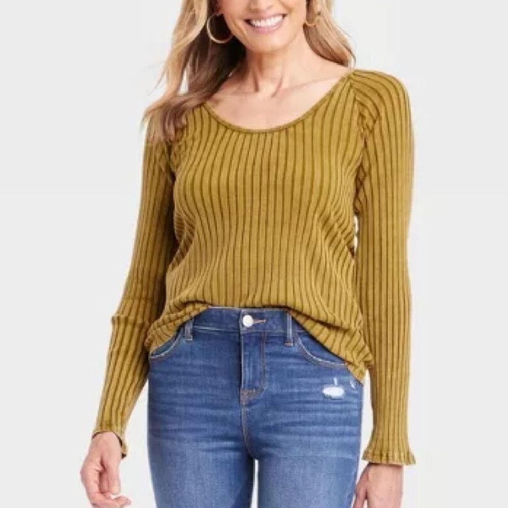Knox Rose Olive Ribbed Sweater